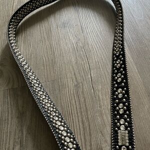 B.B. Simon Black and Silver Studded Belt